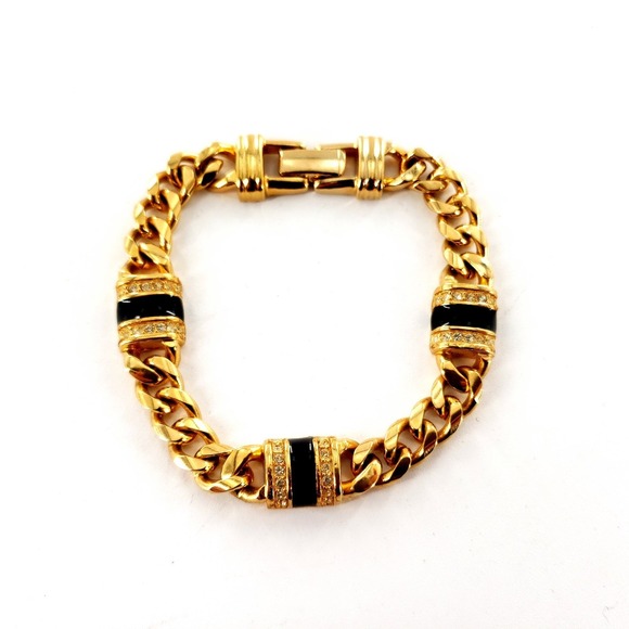 Swarovski Jewelry - Vintage SAL Swarovski Clear Crystal Blank Enamel Gold Tone Chain 7" Bracelet